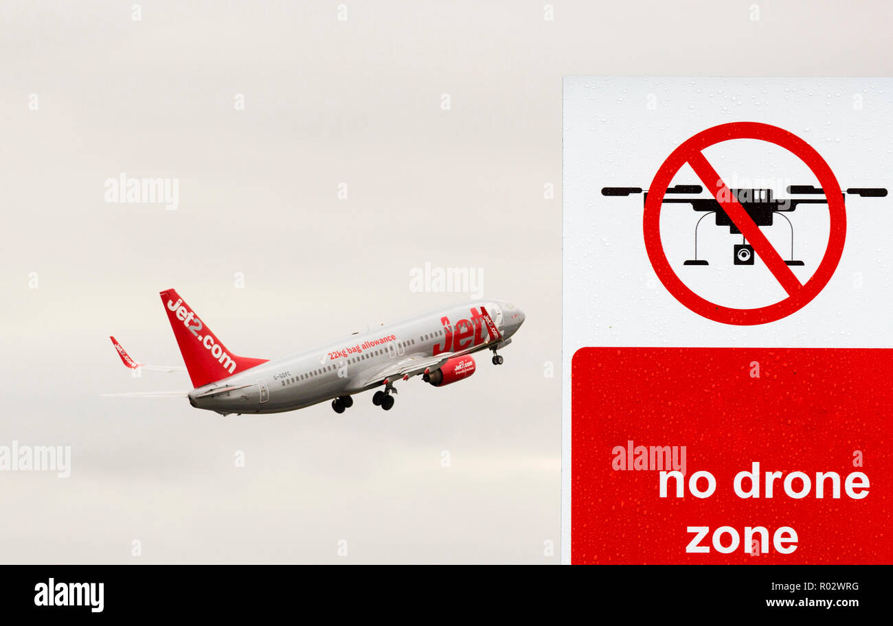 A plane taking off at Manchester Airport, UK Stock Photo Alamy