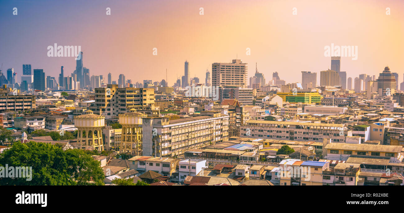 Bangkok city buildings cityscape, high buildings panorama downtown of ...