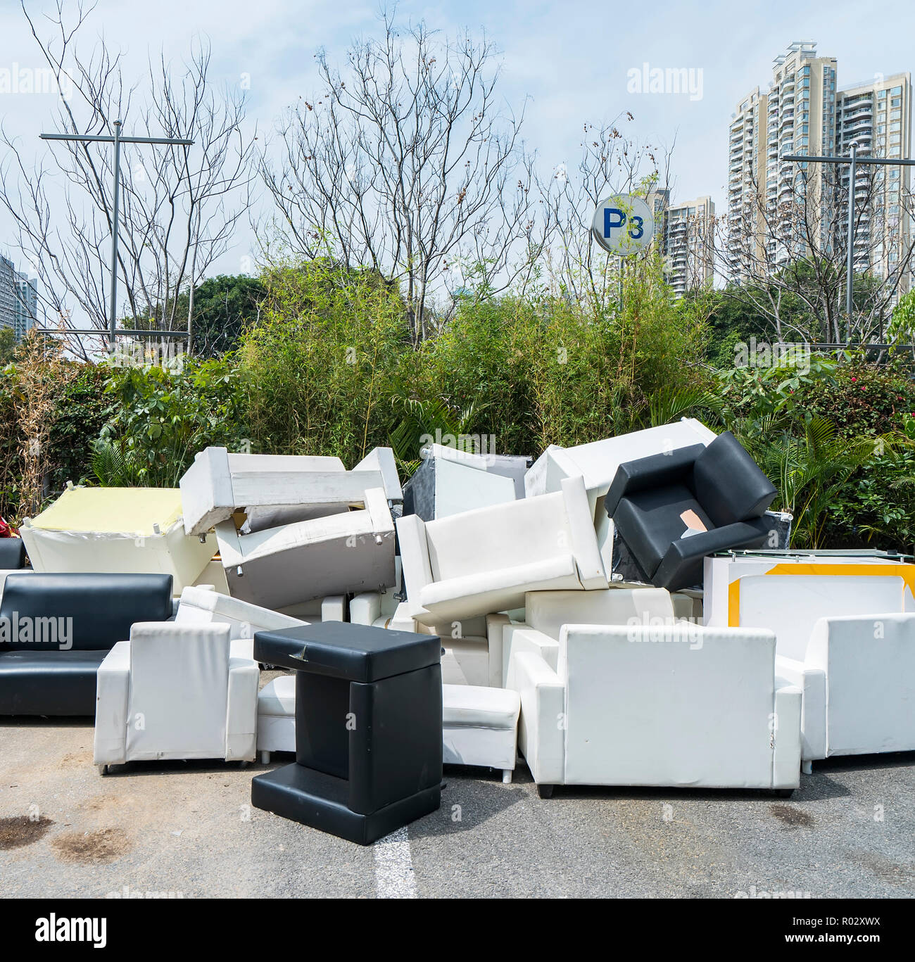 Big pile of old broken furniture Stock Photo Alamy