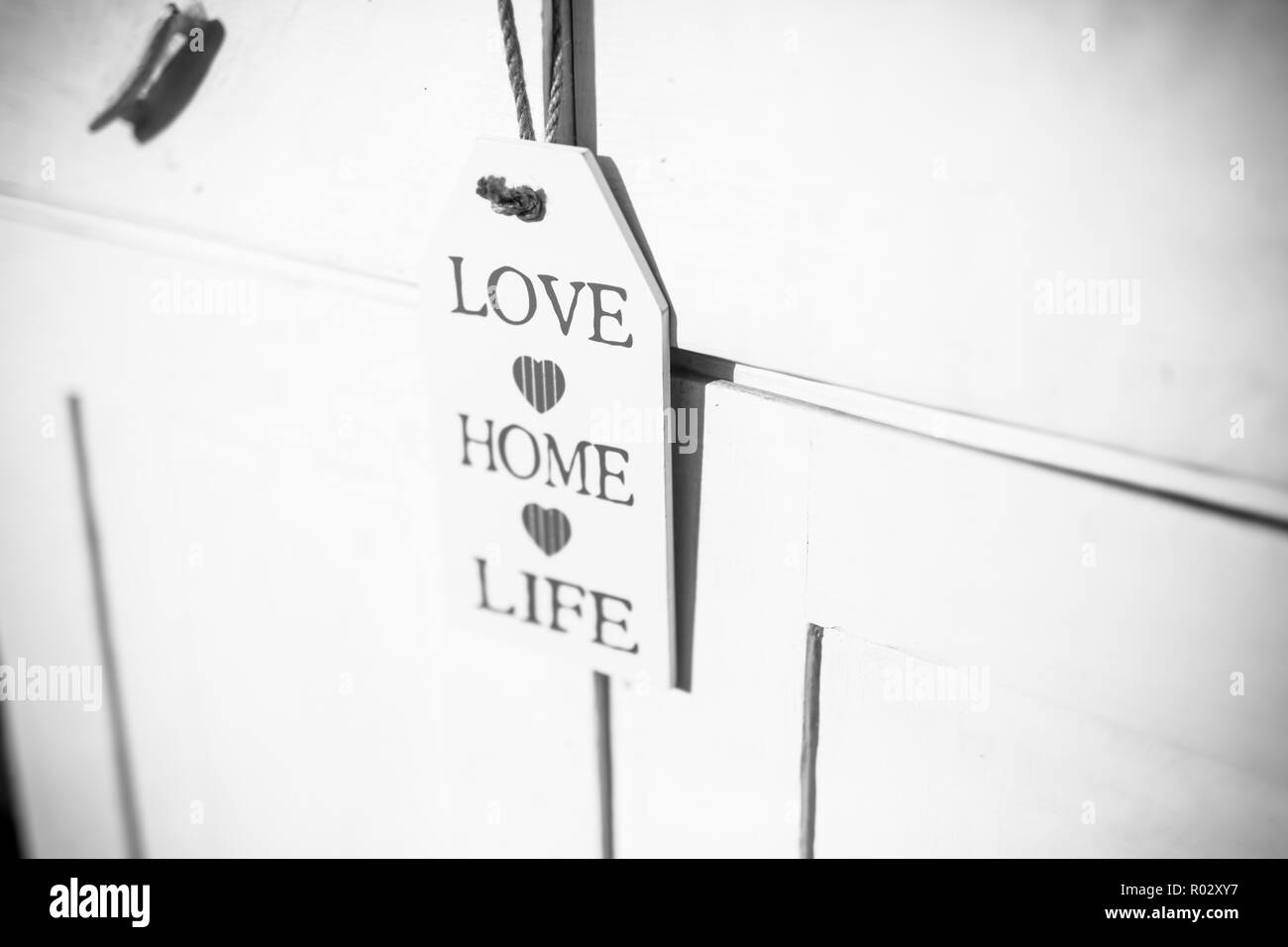 Love home life inspirational home decoration.Motivational message. Stock Photo