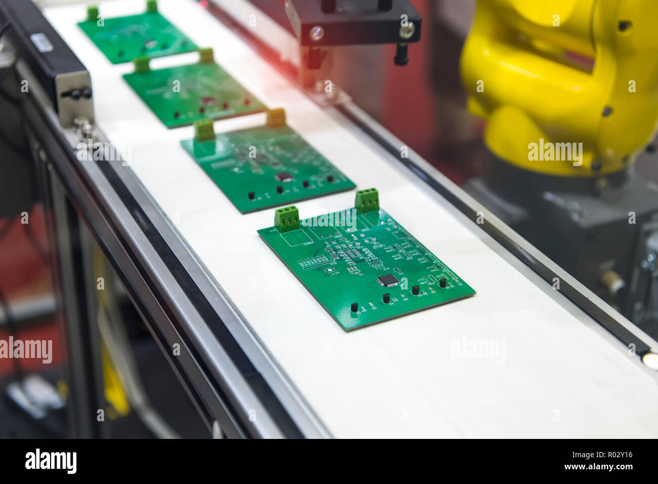 automated manufacturing soldering and assembly pcb board Stock Photo