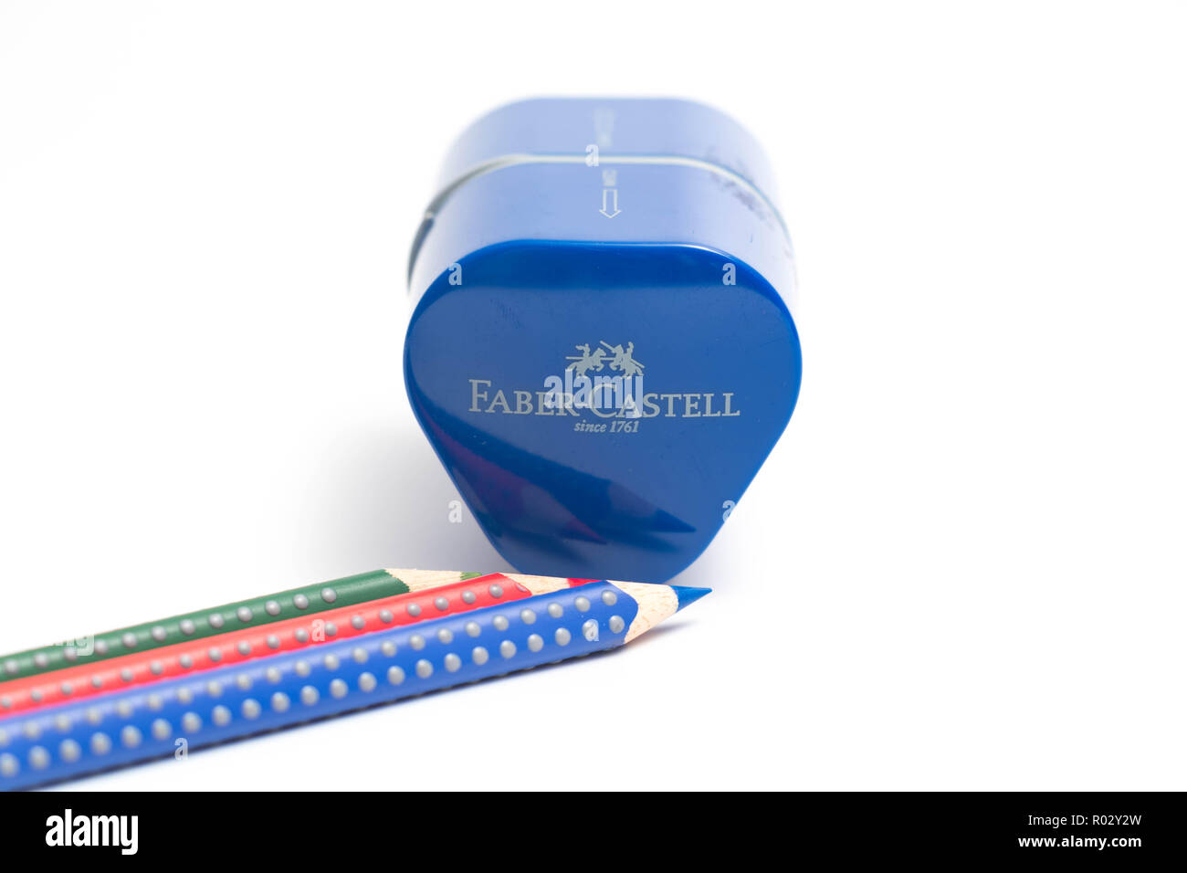 Faber castell pencils colour grip sharpener Stock Photo Alamy