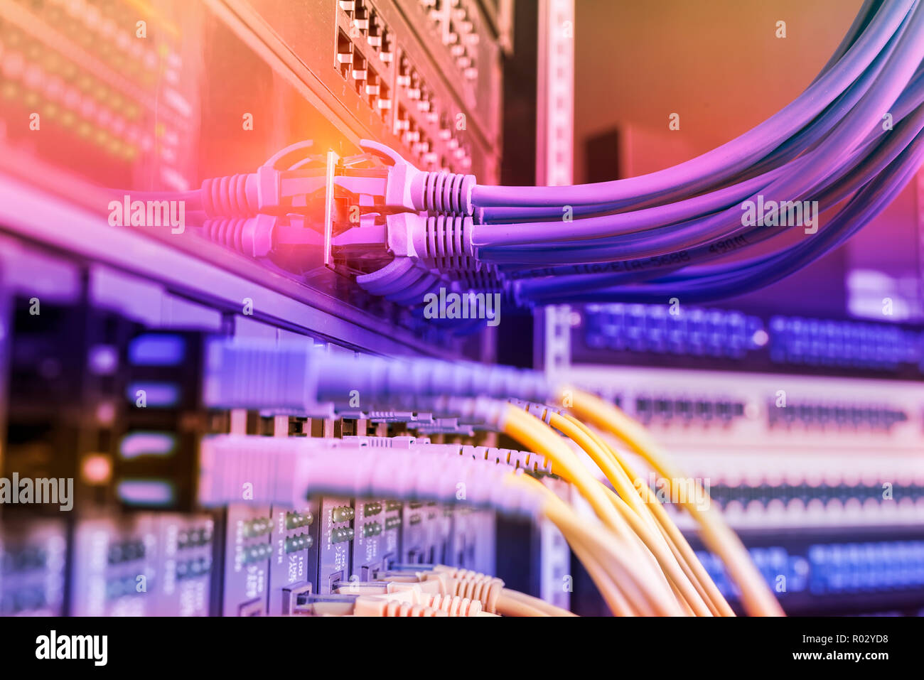 optical fibre information technology equipment in data center Stock