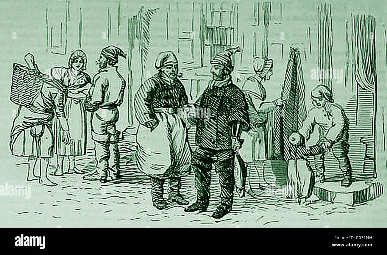 1859- How people dressed in the french fishing communities Stock Photo