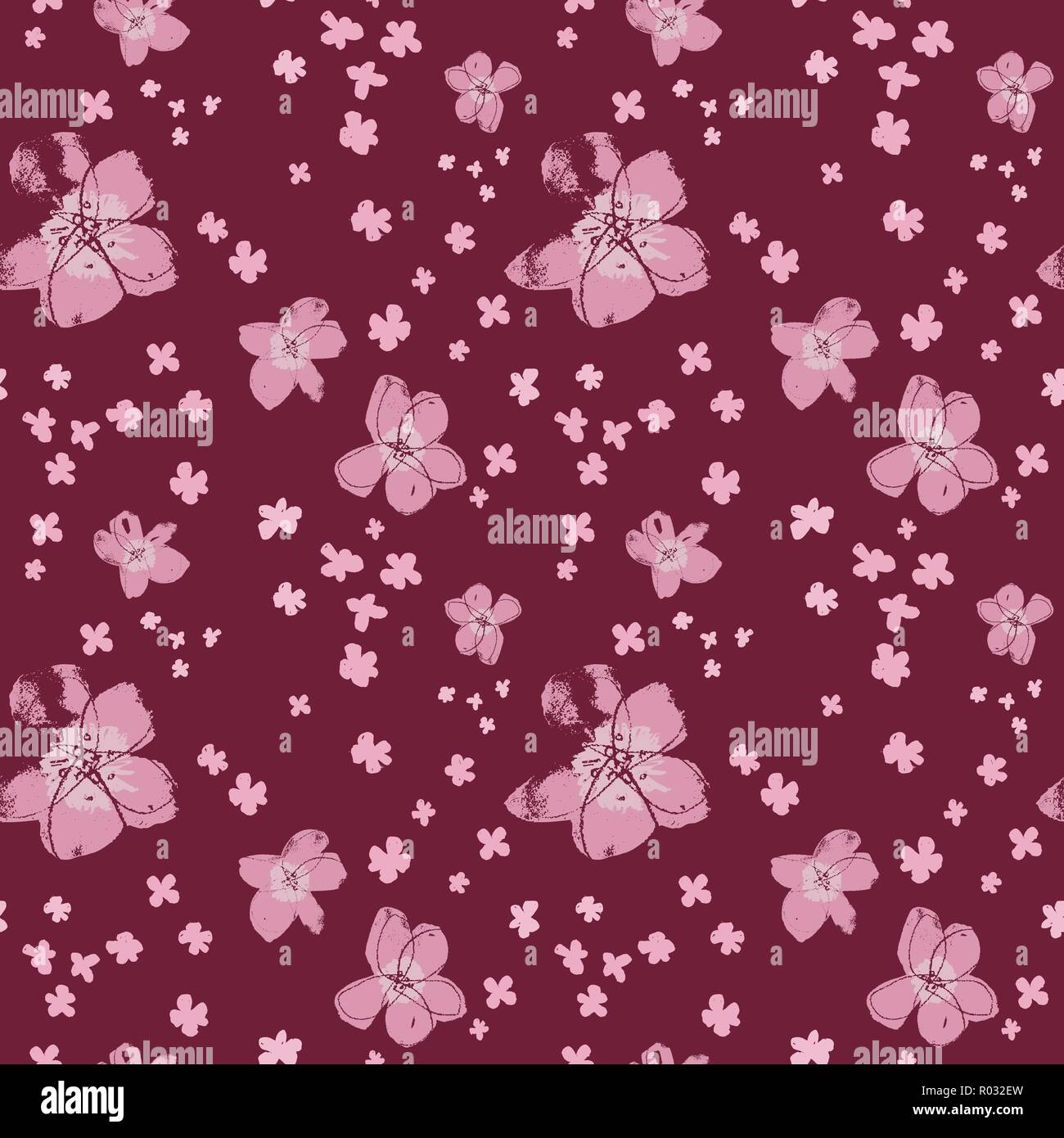 Magenta Flowers Fabric Wallpaper and Home Decor  Spoonflower
