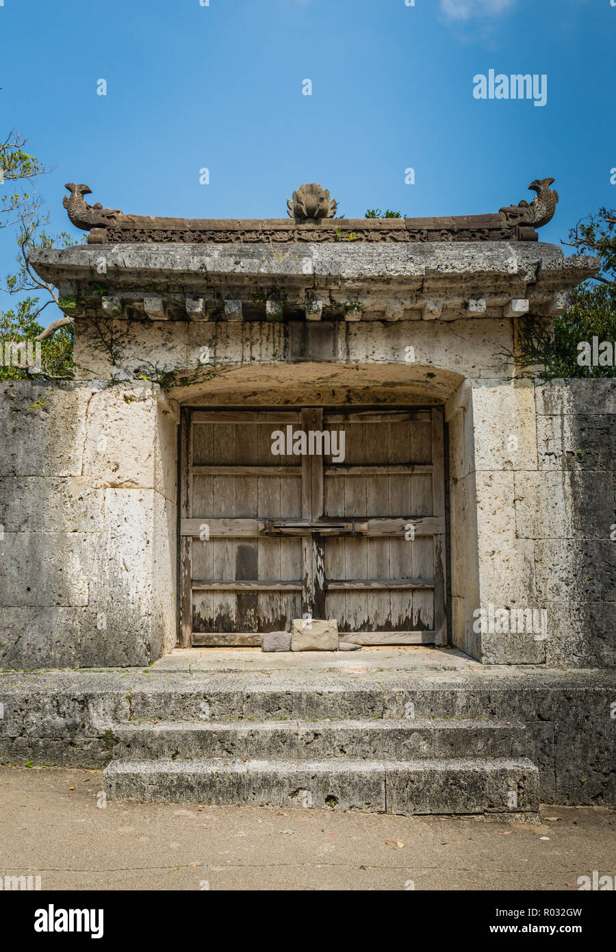 Okinawa / Japan - October 9, 2018: Shurijo Castle served as the proud and dignified center of Ryukyu Kingdom and its politics, foreign affairs and cul Stock Photo