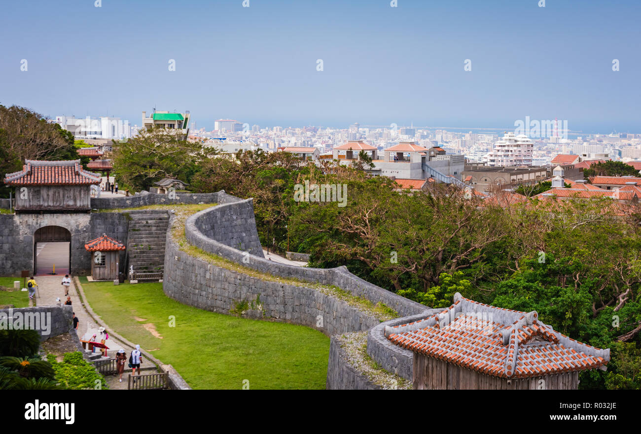 Okinawa / Japan - October 9, 2018: Shurijo Castle served as the proud and dignified center of Ryukyu Kingdom and its politics, foreign affairs and cul Stock Photo