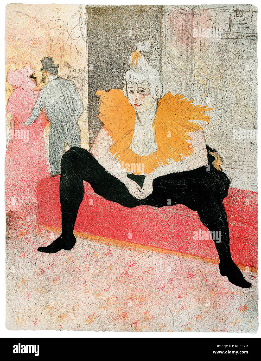 Henri de Toulouse-Lautrec, The Sitting Clowness, 1896 , Color lithograph, Kupferstich-Kabinett, Dresden, Germany Stock Photo