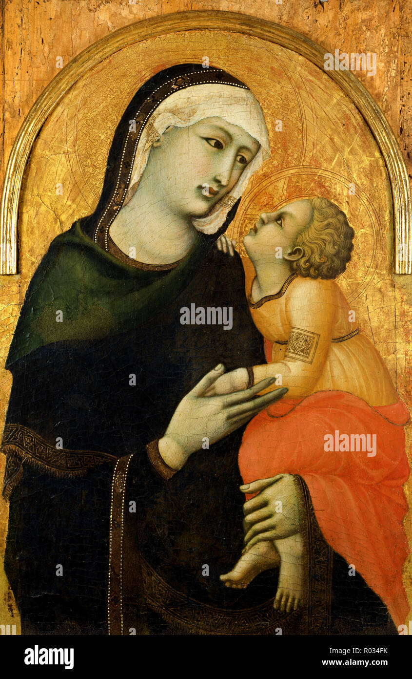 Pietro Lorenzetti, Madonna with Chid, Circa 1320, tempera on panel, Fondazione Musei Senesi, Siena, Italy Stock Photo