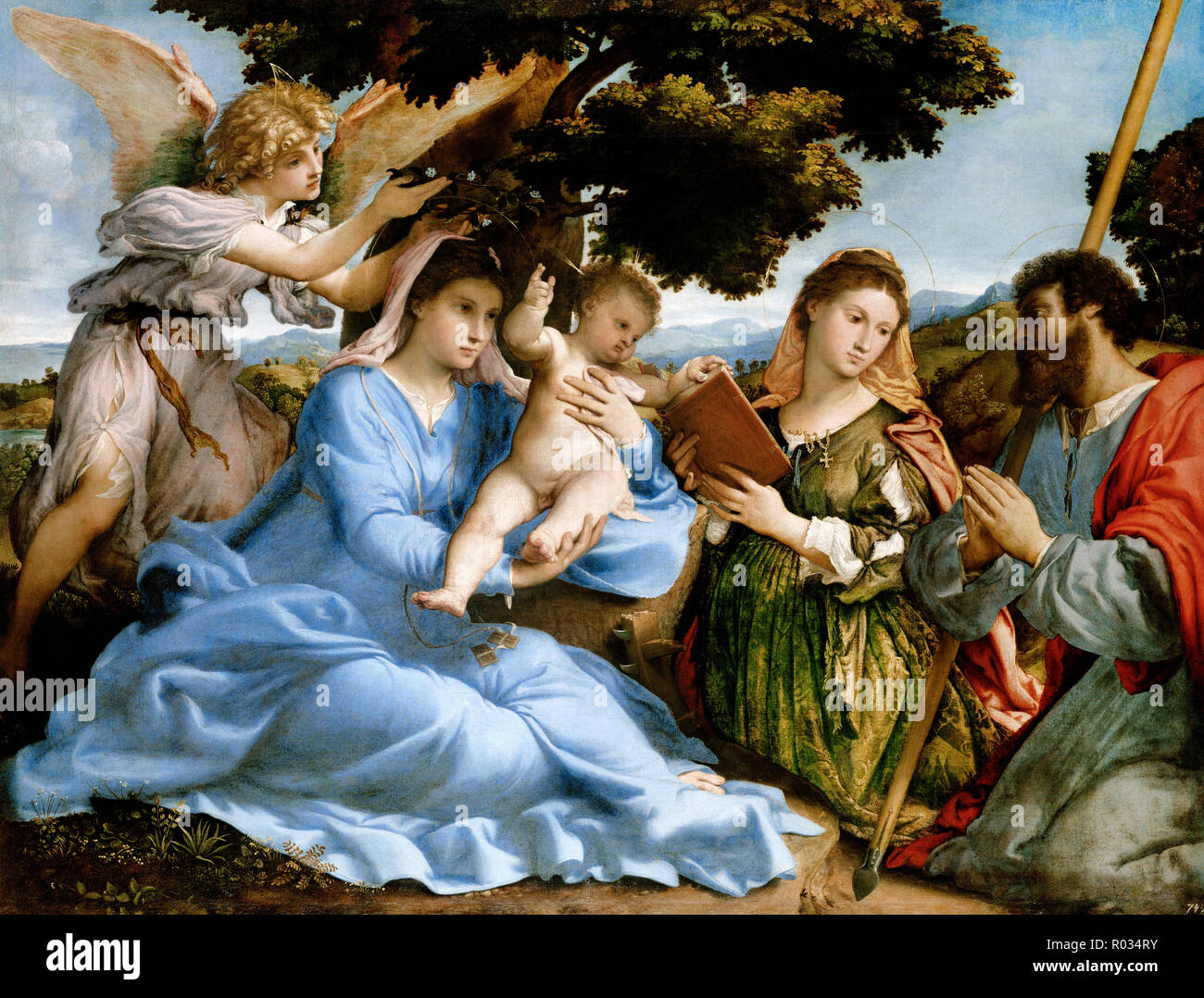 Lorenzo Lotto, Madonna and Child with Saints Catherine and Thomas, Sacra Conversazione, Circa 1527-1533, Oil on canvas, Kunsthistorisches Museum, Vienna, Austria. Stock Photo