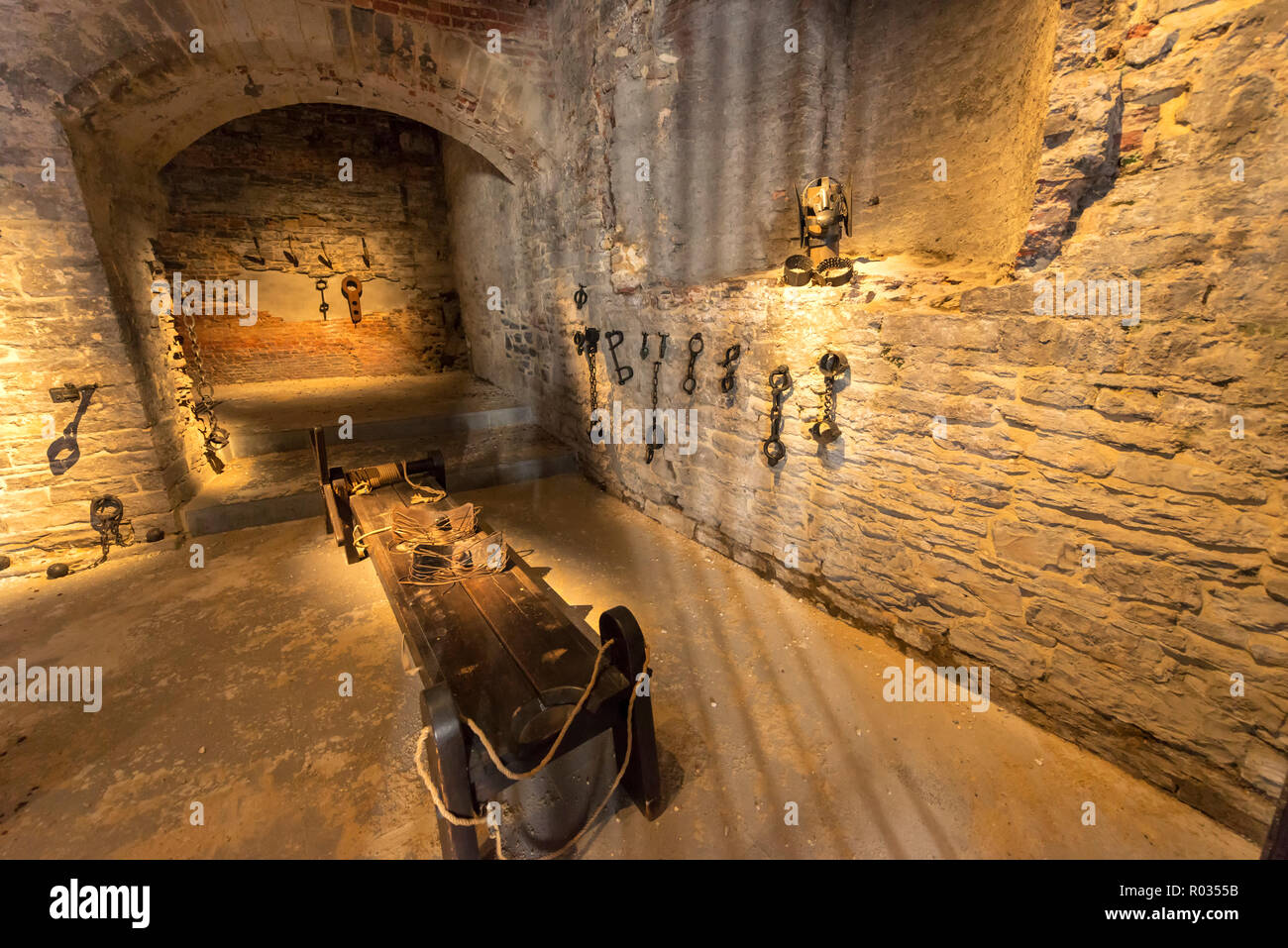 Torture chamber at the Gravensteen Castle Stock Photo