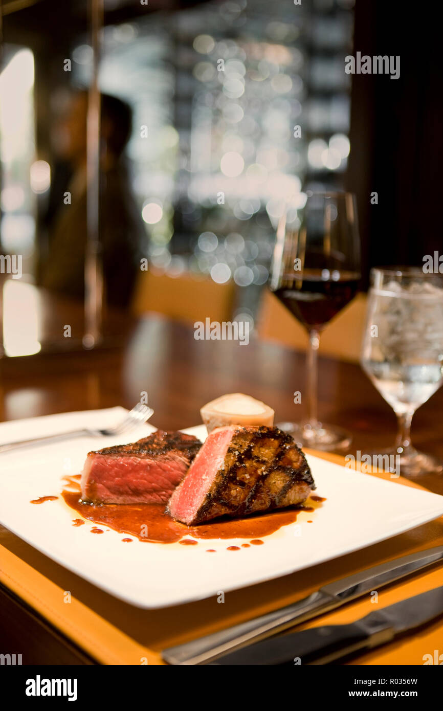 Gourmet beef based dish served at a luxury restaurant Stock Photo Alamy