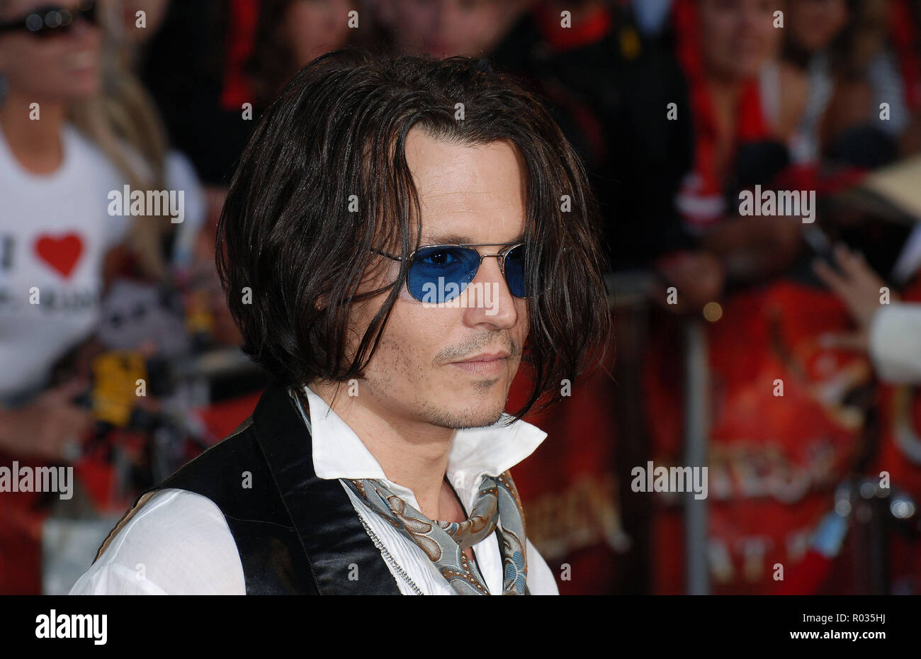 Johnny Depp arriving at the PIRATES of the CARIBBEAN, at Word End ...