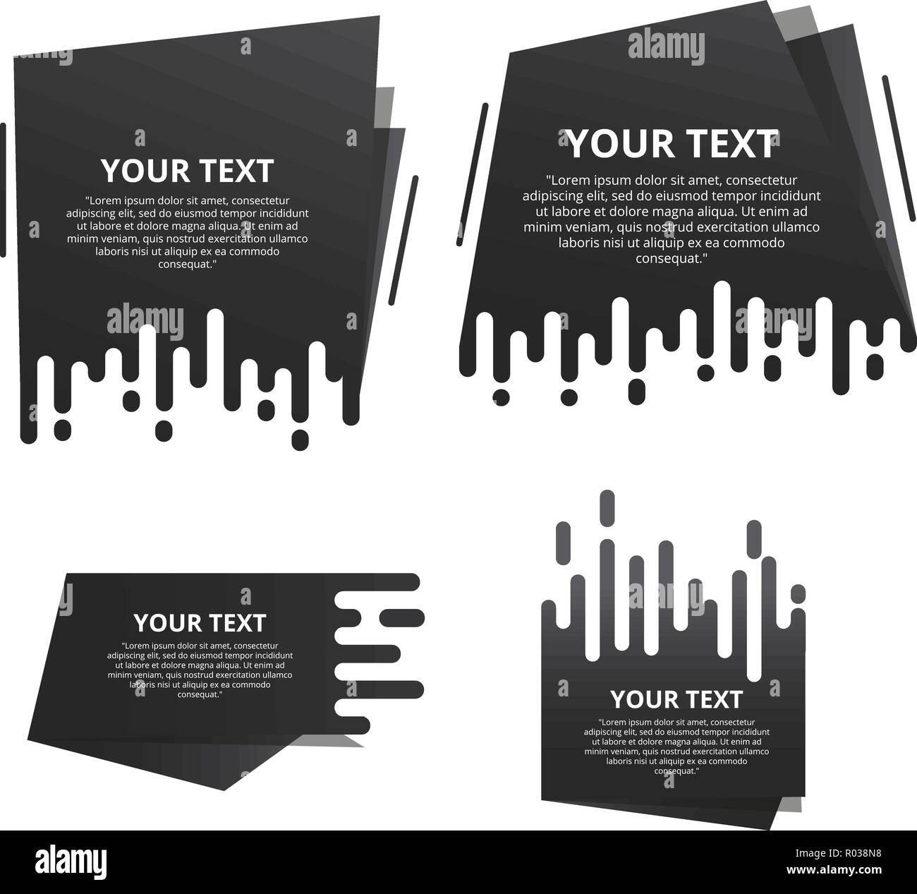 Abstract glossy black origami speech bubble. Vector dark abstract ...