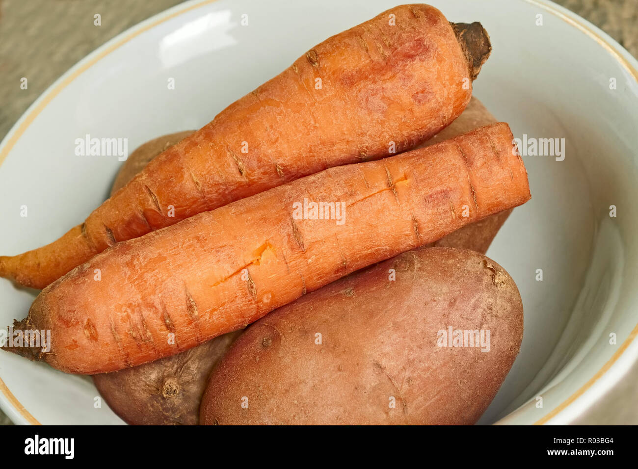 Boiled potatoes boiled carrots plate hires stock photography and