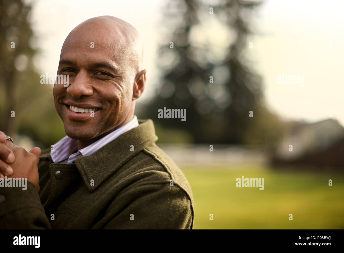 Portrait of a smiling mid adult man. Stock Photo