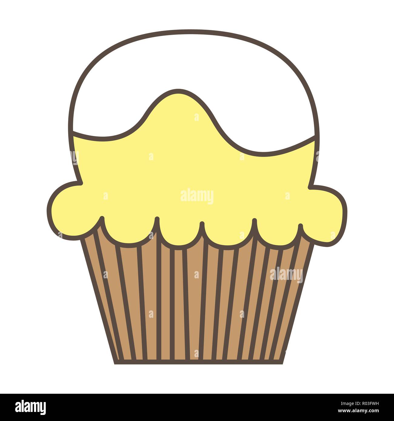 White vanilla cream cupcake isolated Stock Vector