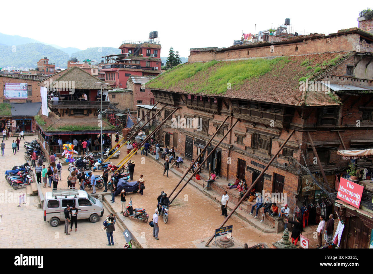 Around Bhaktapur Durbar Square (under reconstruction), an UNESCO Heritage in Kathmandu Valley. Taken in Nepal, August 2018. Stock Photo