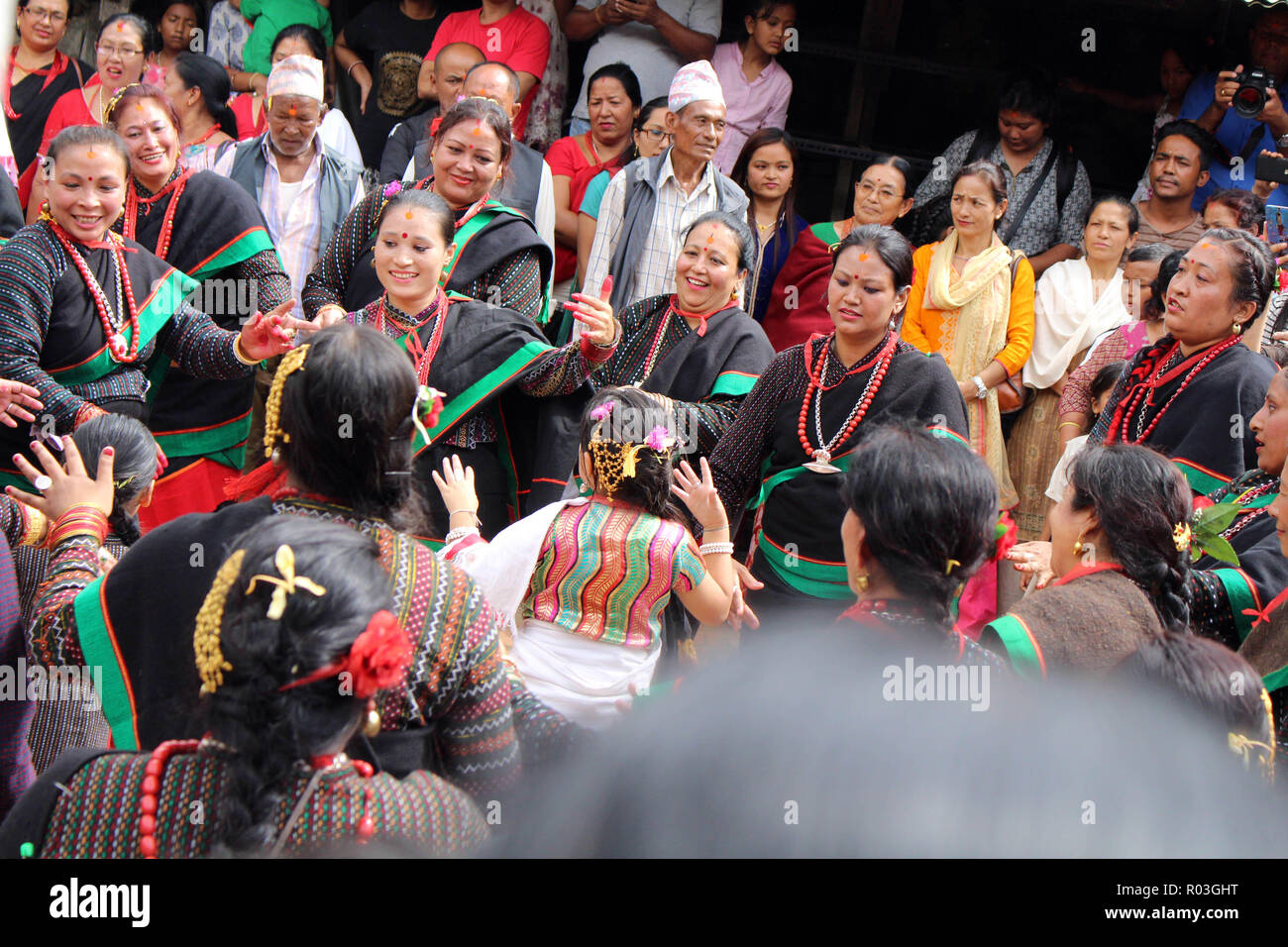 Local Nepali people are having dance festivals around Bhaktapur Durbar ...