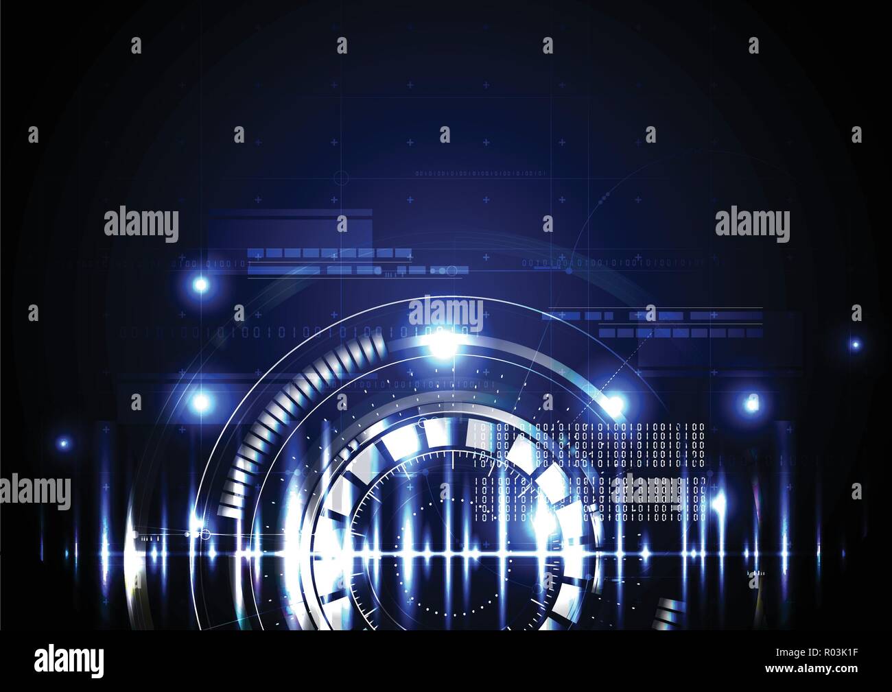 Technological abstract illuminated digital hud background design Stock Vector