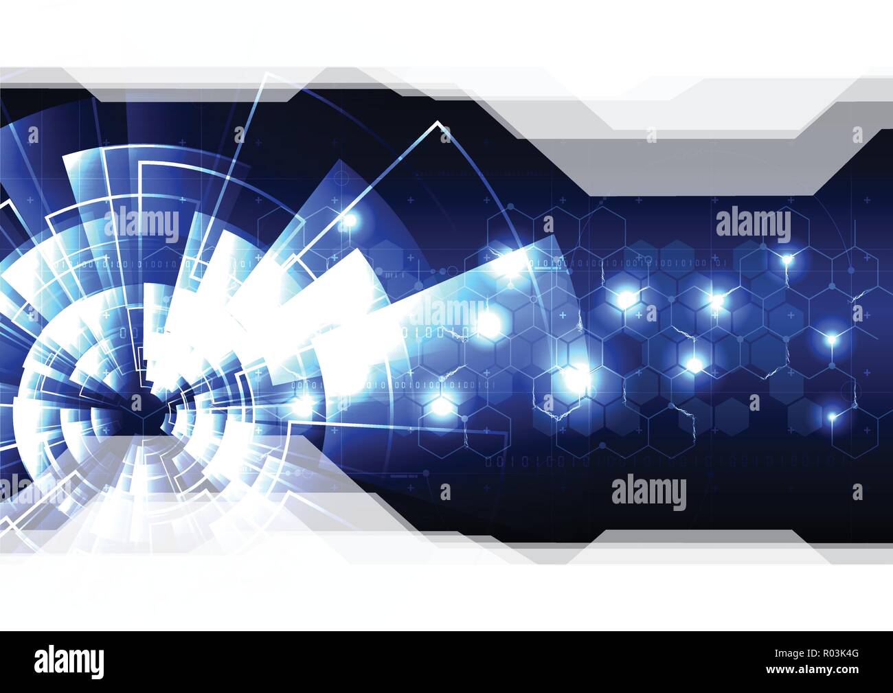 Technological radar light effect vector template background abstract design Stock Vector