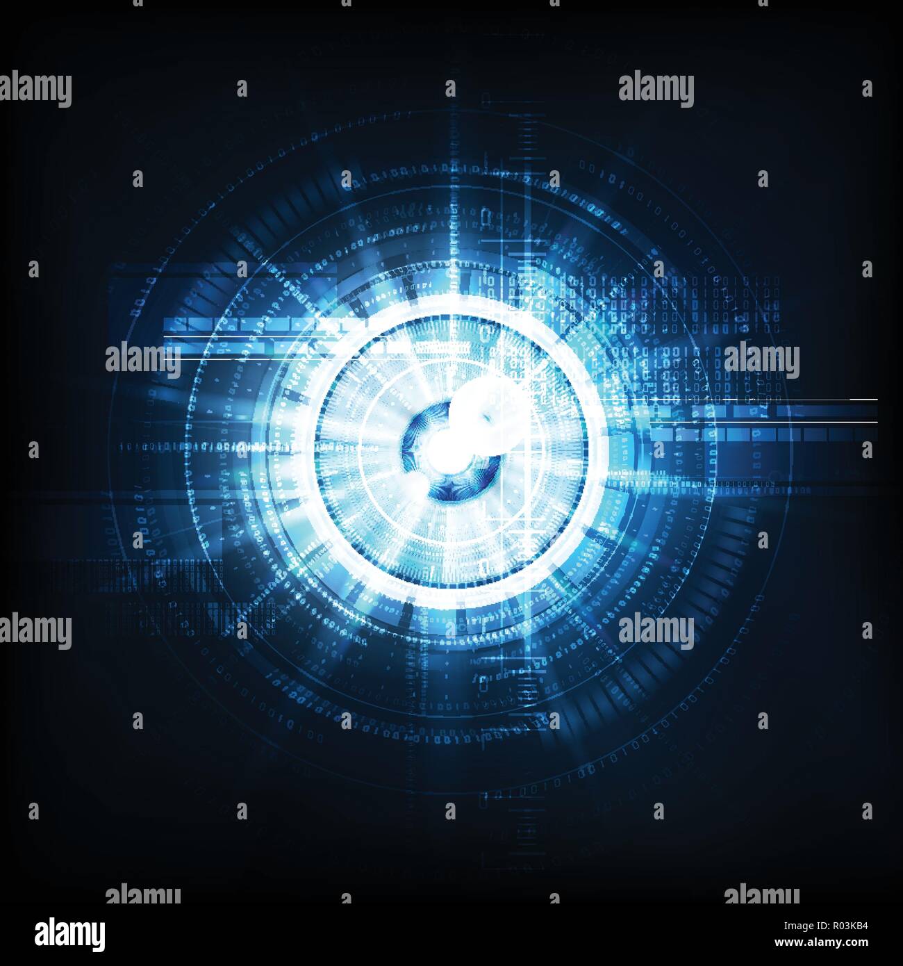 Abstract technological eye scanning security light effect vector background design Stock Vector