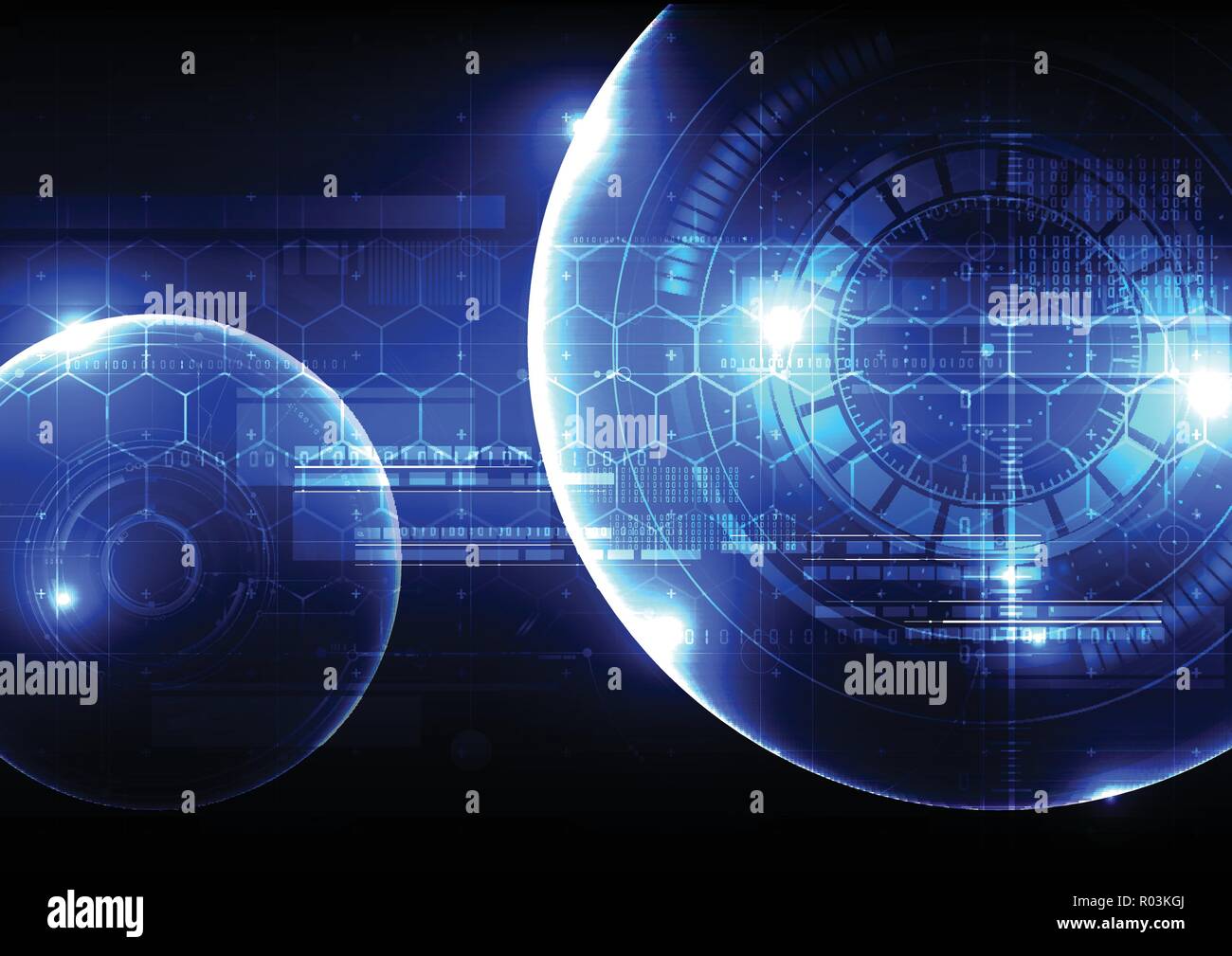 Technological security scanning hud display space vector background abstract design Stock Vector