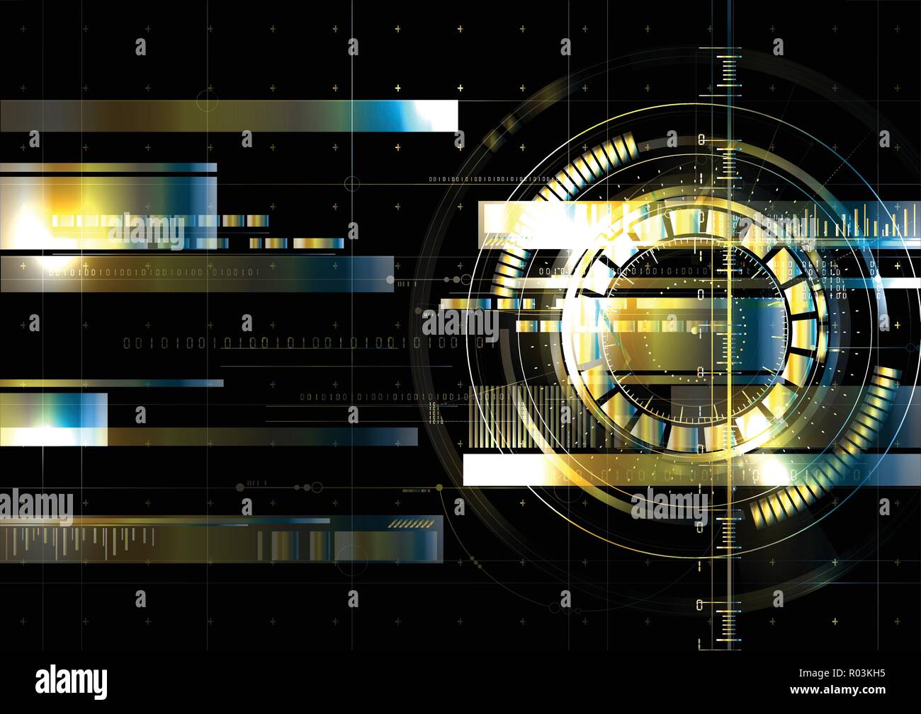 Technological space metallic hud display vector background abstract design Stock Vector