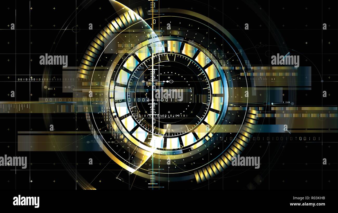 Technological space metallic middle hud display vector background abstract design Stock Vector