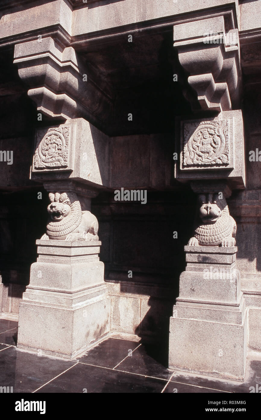 Pillars of stone chariot, Valluvar Kottam, Chennai, Tamil Nadu, India, Asia Stock Photo