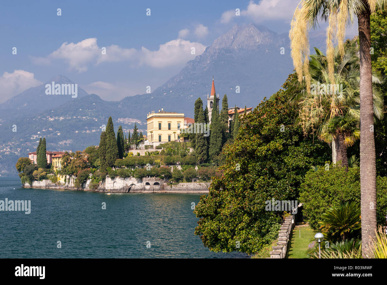 Gardens and buildings of Villa Monastero at Varenna on Lake Como, Italy Stock Photo
