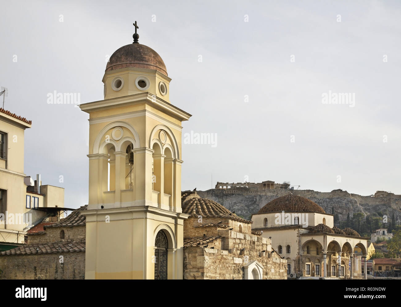 Dormition of Theotokos church on Monastiraki square in Athens. Greece Stock Photo