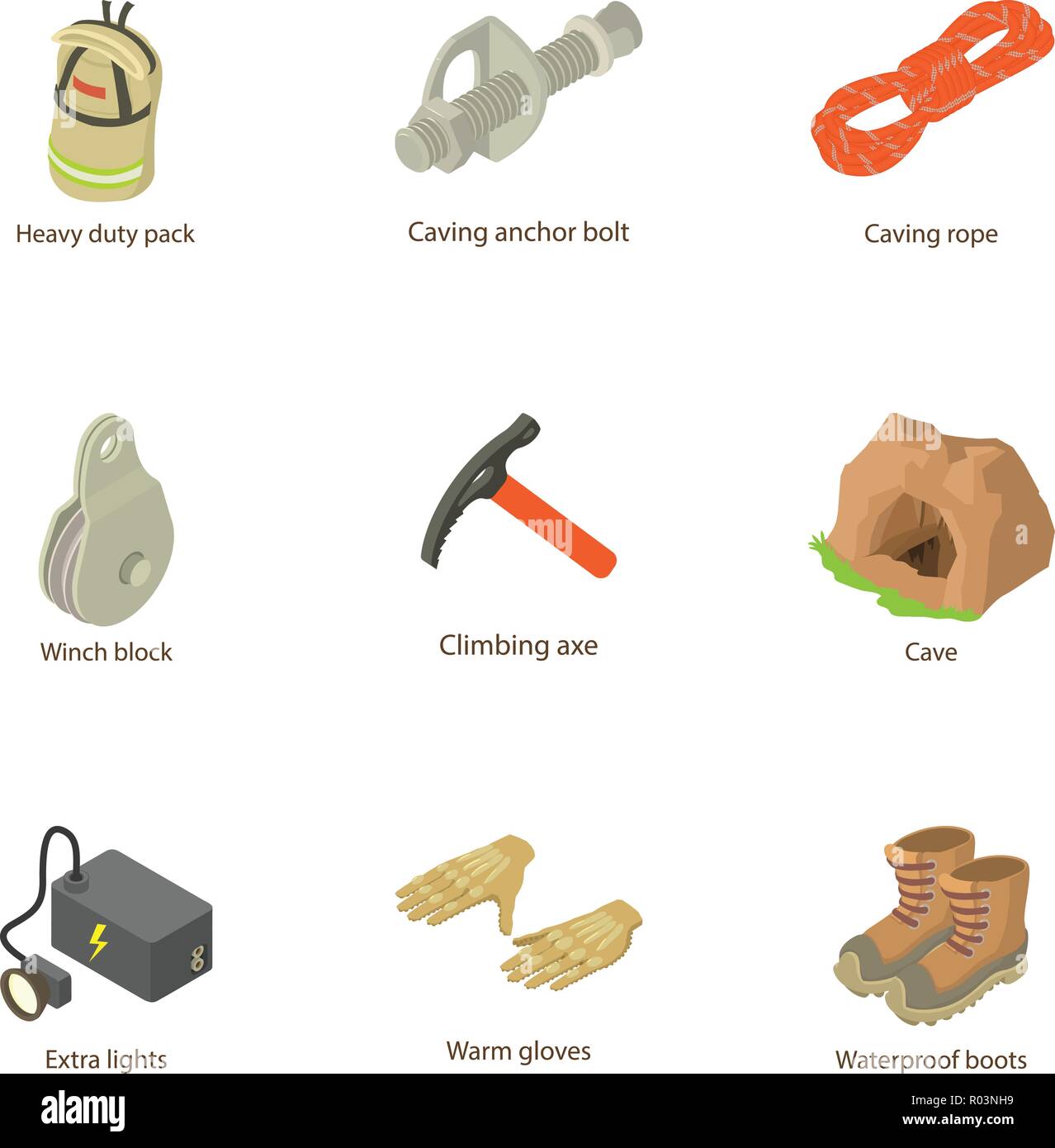 Output icons set, isometric style Stock Vector