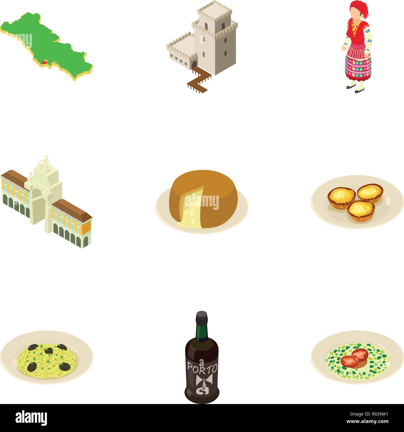 Longevity icons set, isometric style Stock Vector