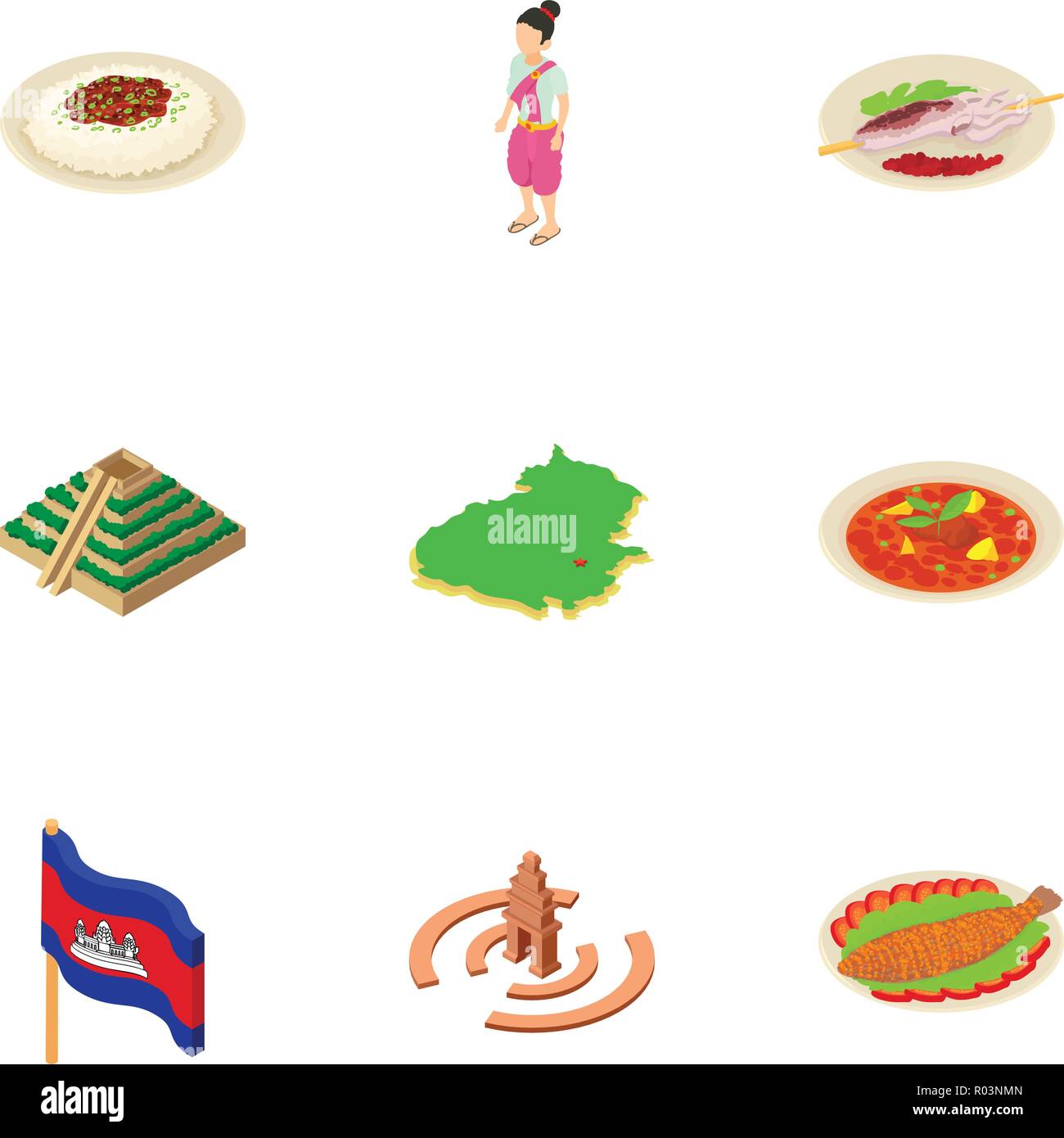 Unique part icons set, isometric style Stock Vector