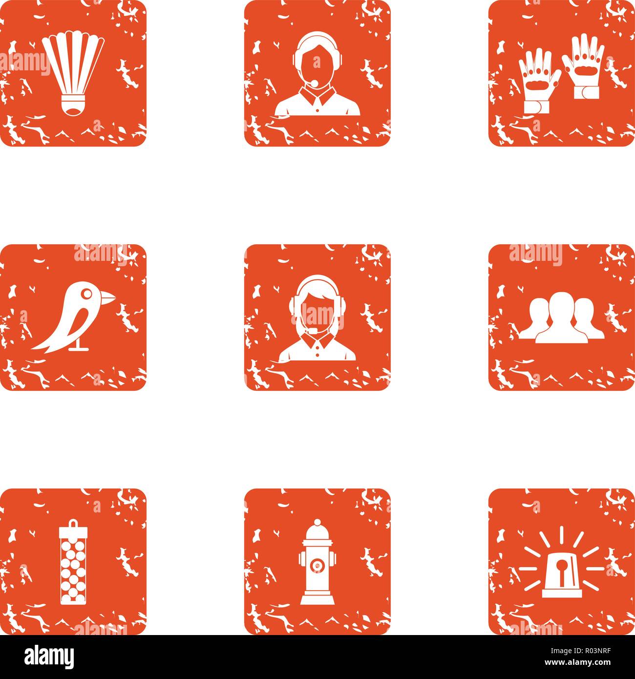 Notice icons set, grunge style Stock Vector