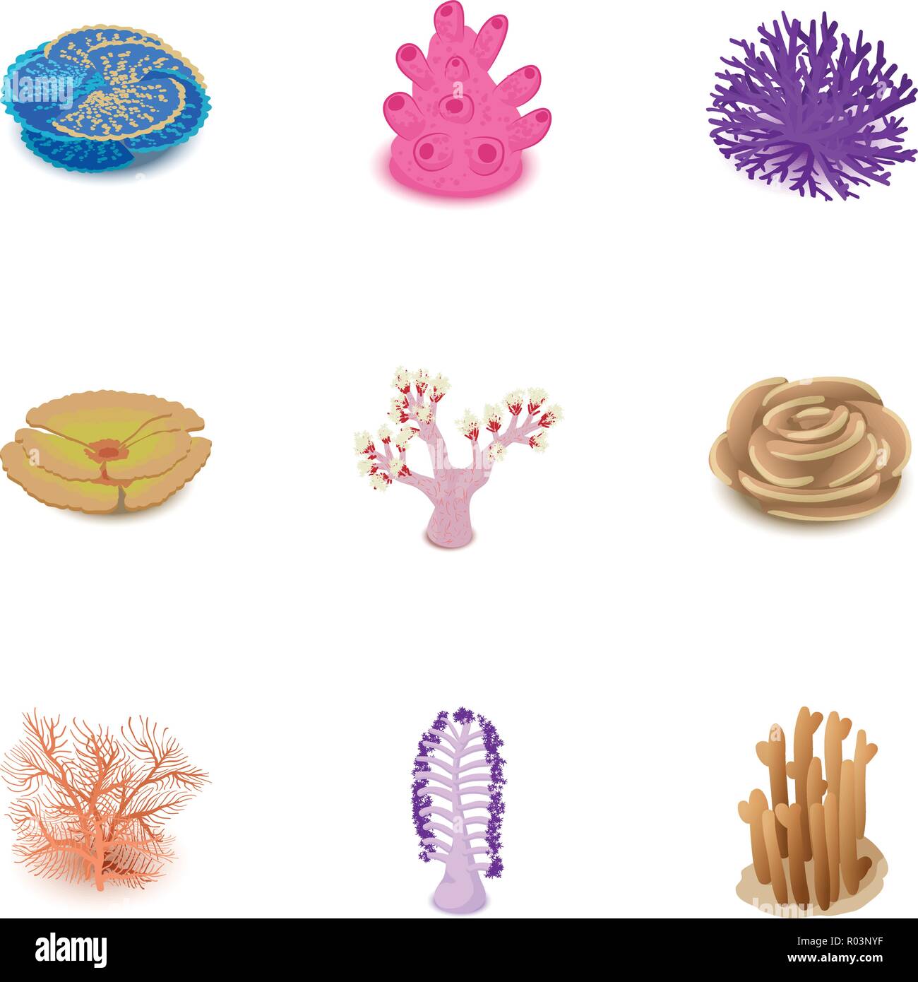 Coral icons set, cartoon style Stock Vector Image & Art - Alamy