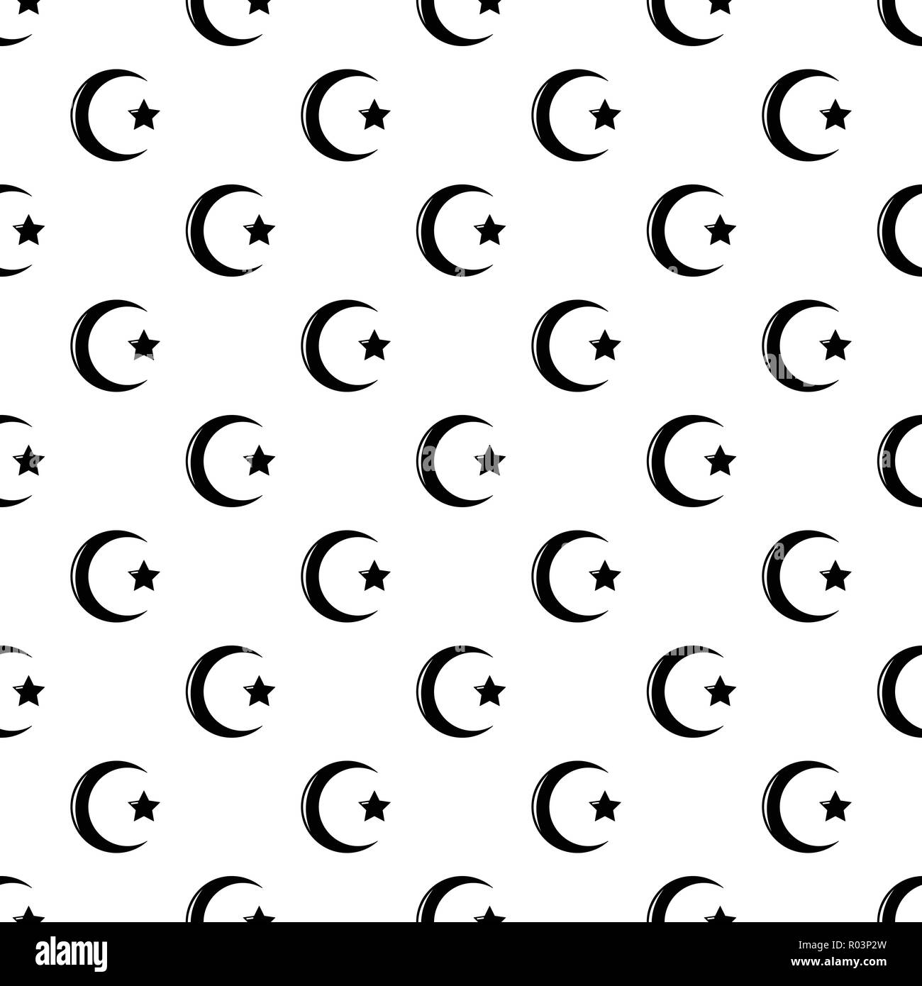 Star crescent symbol islam pattern vector seamless Stock Vector