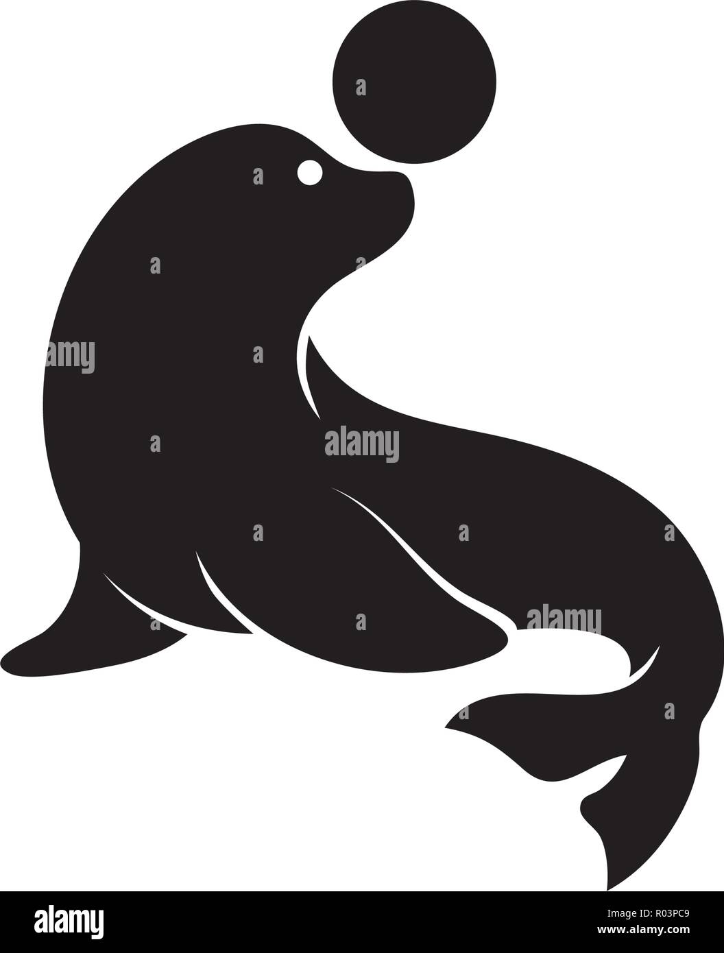 Trained seal with ball vector icon Stock Vector