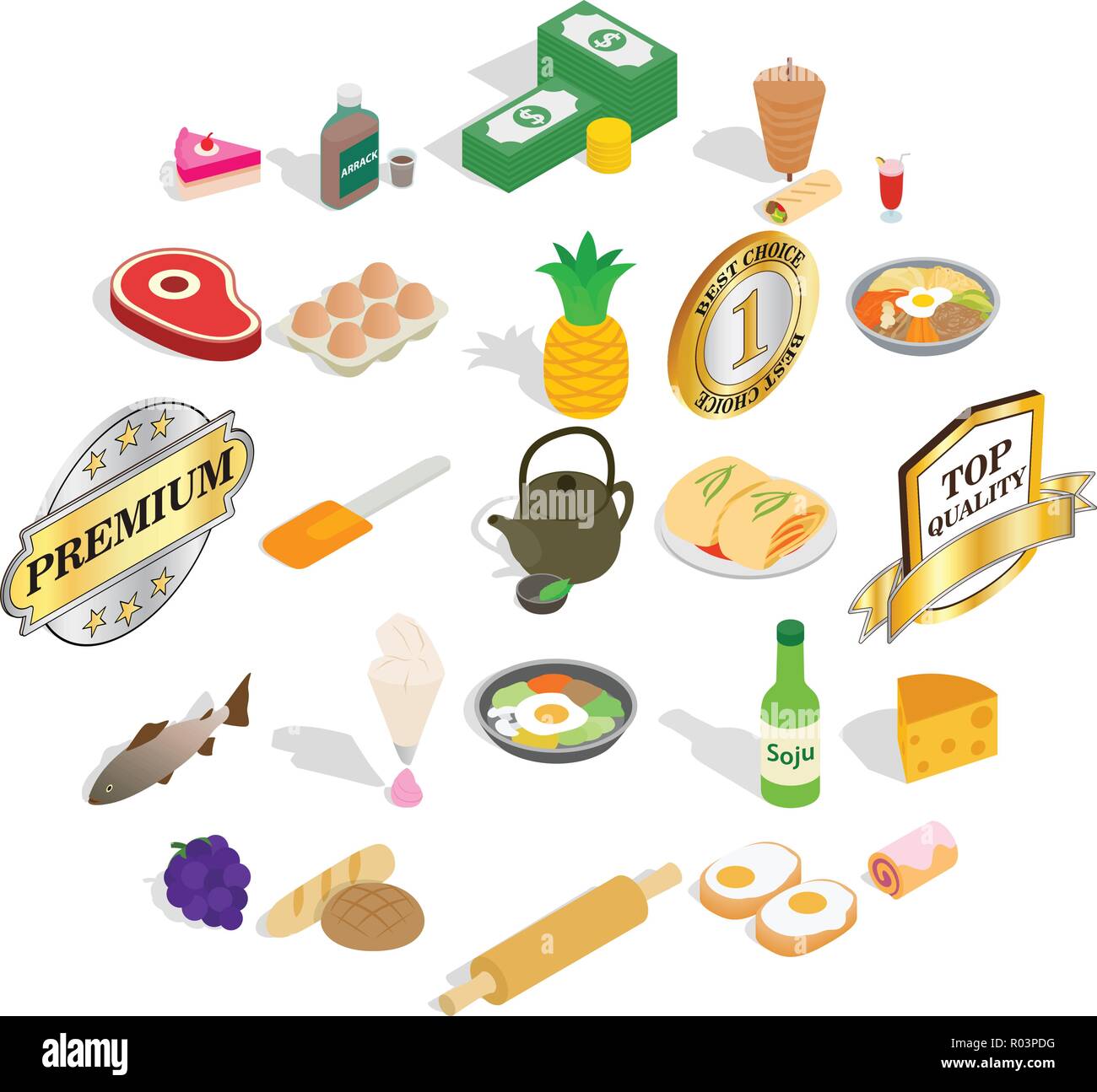 Verdure icons set, isometric style Stock Vector