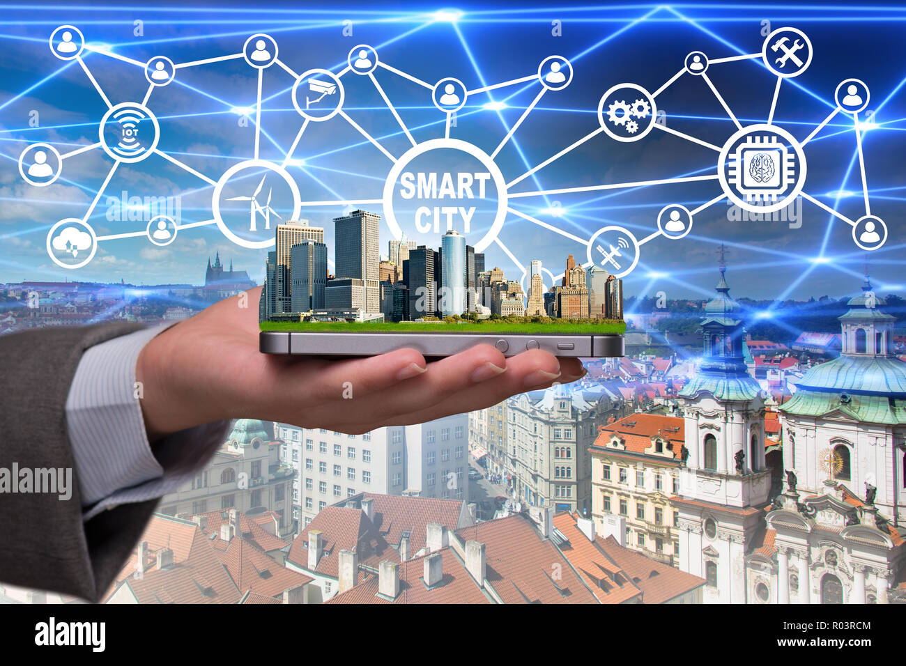View of Smart city in innovation concept Stock Photo - Alamy