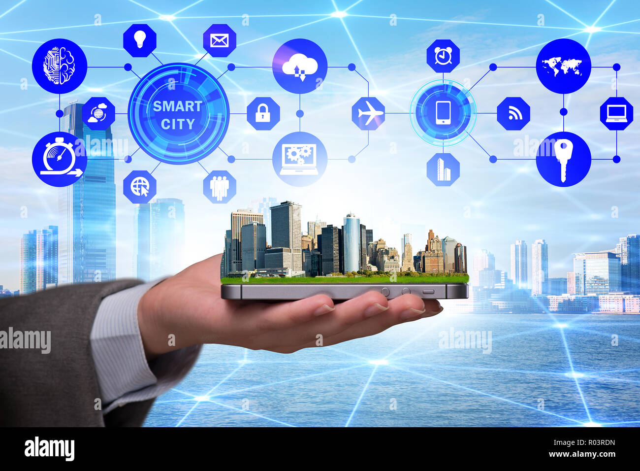 Smart city in innovation concept Stock Photo - Alamy