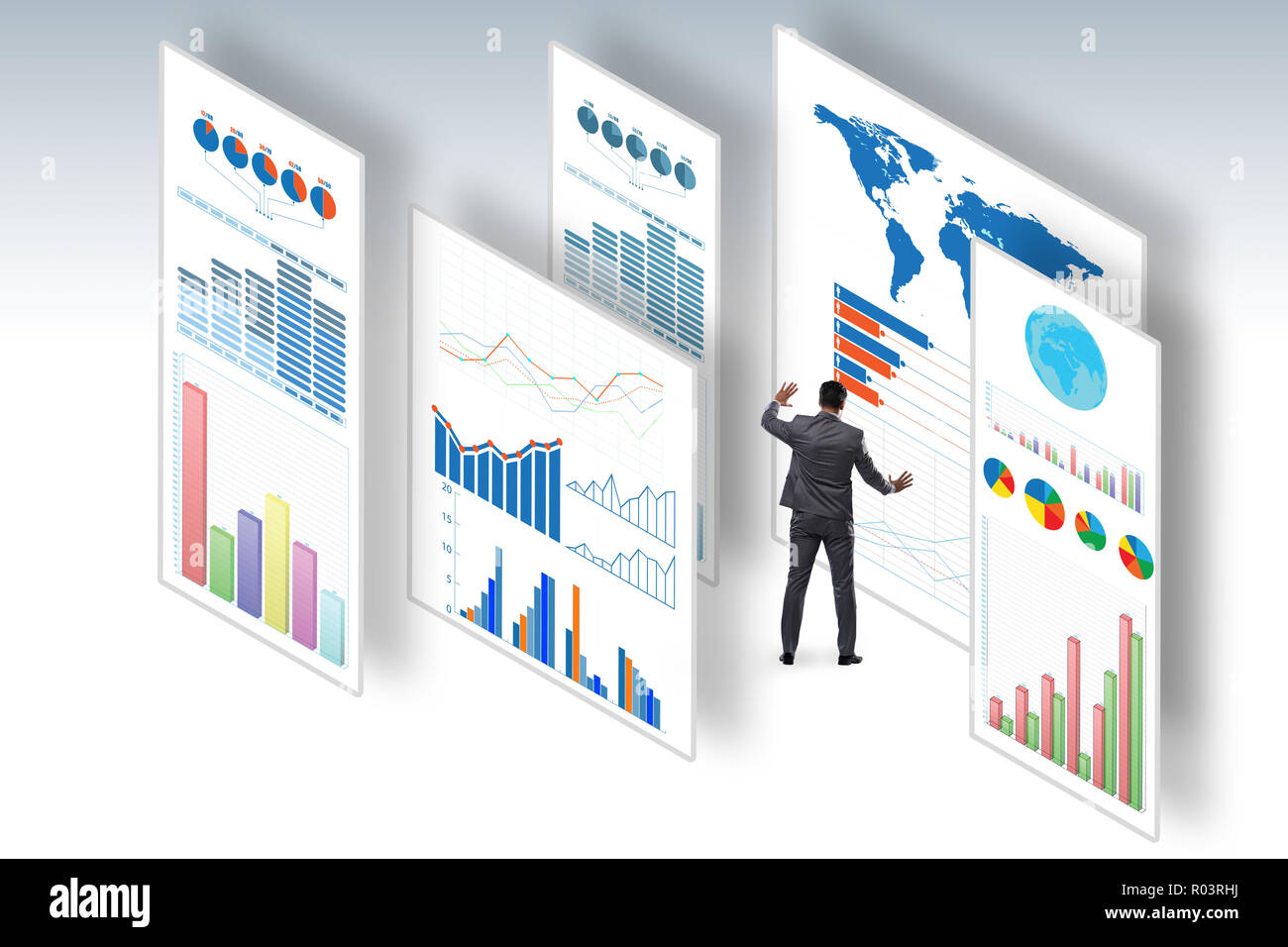 Businessman in business visualization and infographics concept Stock ...