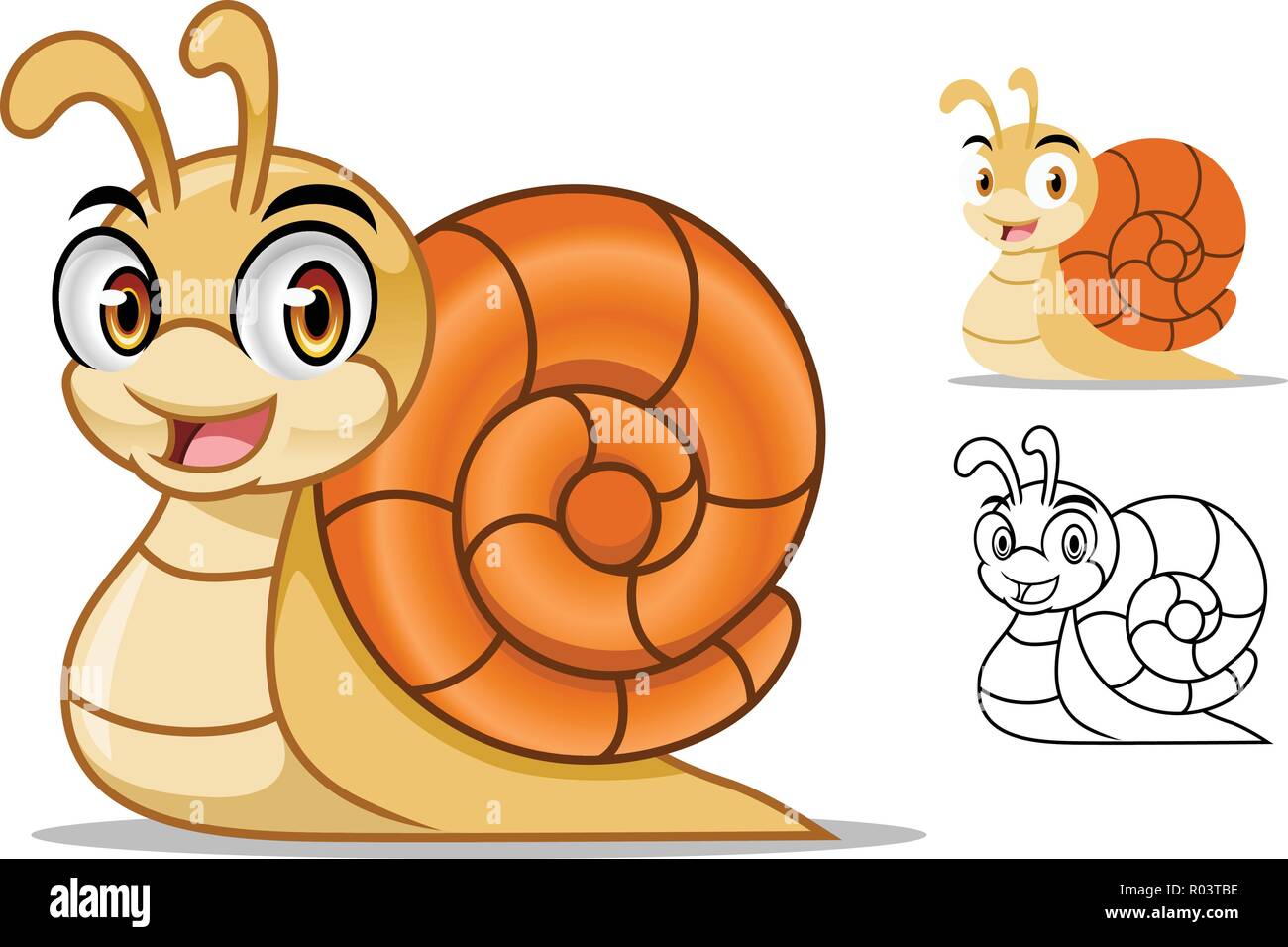 Snail cartoon character mascot design, including flat and line art design,  isolated on white background, vector clip art illustration Stock Vector  Image & Art - Alamy