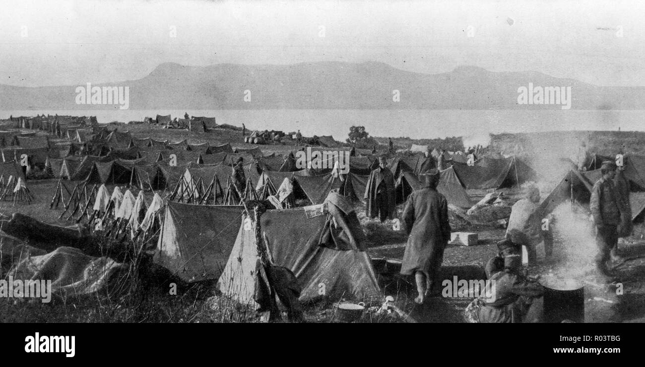 Serbian army camp at Corfu, 1916, Greece Stock Photo