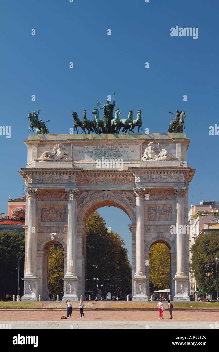 Triumphal arch (Arco della Pace). Milan, Italy Stock Photo