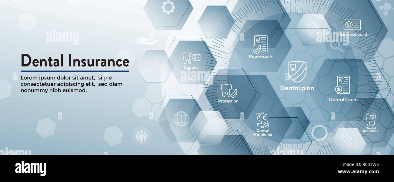 Dental Insurance Web Header Banner Outline Icons Teeth