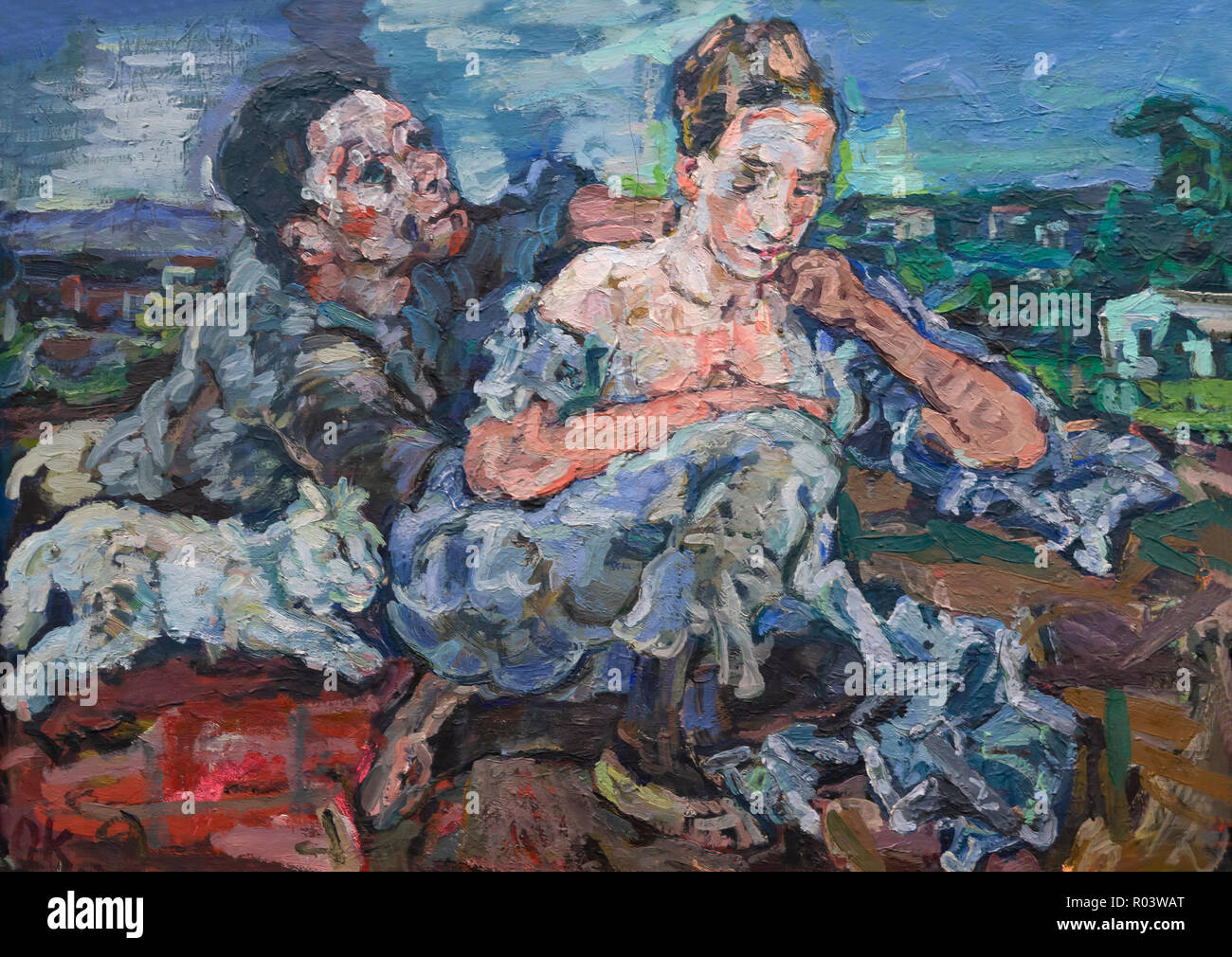 Amorous Couple with Cat, Oskar Kokoschka, 1917, Zurich Kunsthaus, Zurich, Switzerland, Europe Stock Photo