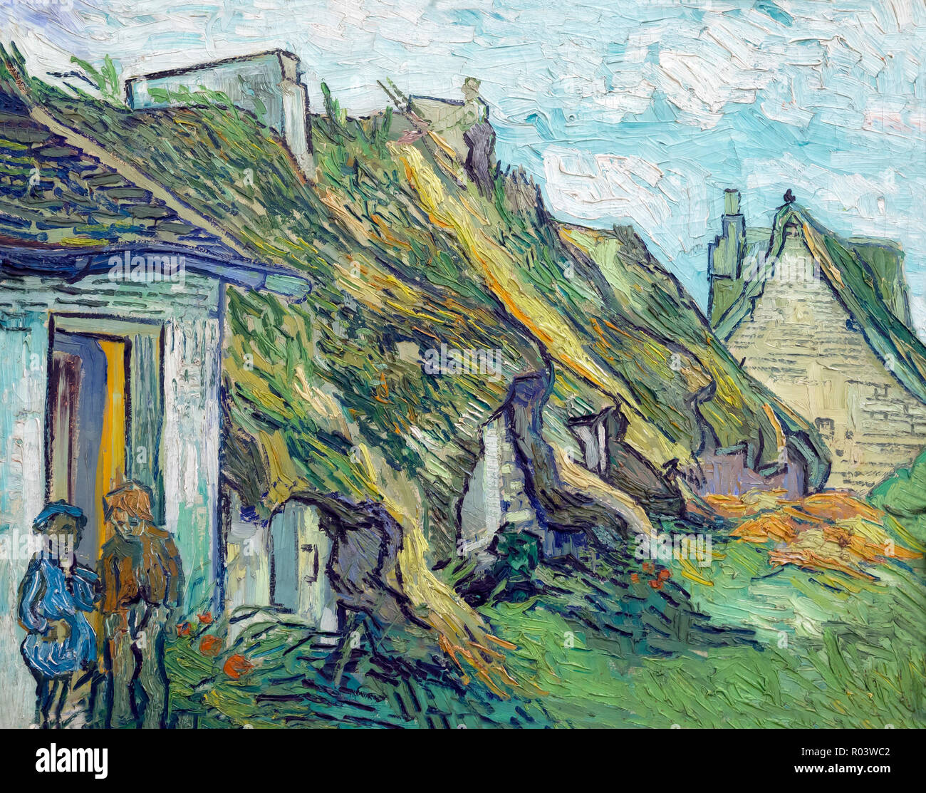 Thatched Sandstone Cottages at Chaponval, Vincent van Gogh, 1890, Zurich Kunsthaus, Zurich, Switzerland, Europe Stock Photo
