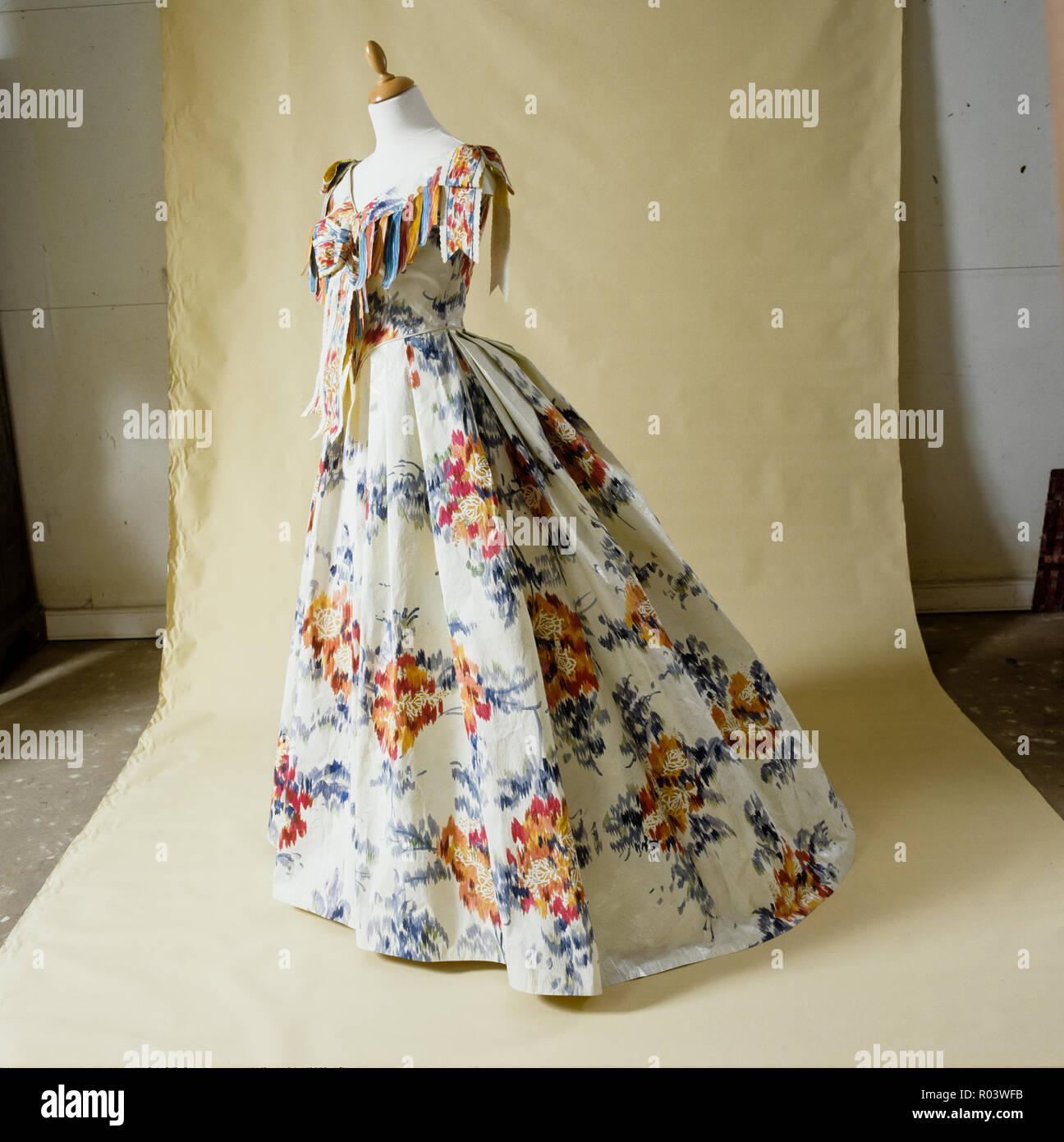 Floral paper dress by Isabelle de Borchgrave Stock Photo